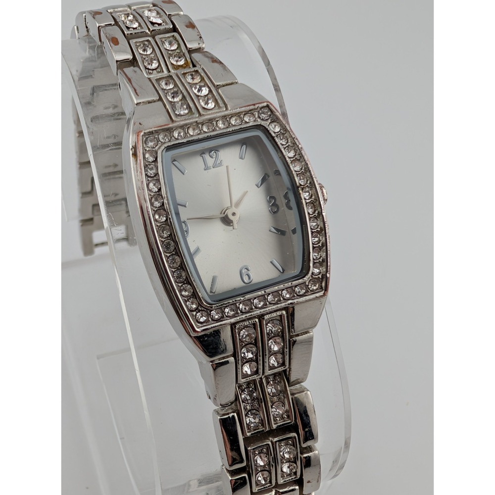 Charter Club Watch Women 21mm Case Crystals 7" Silver Band- New Battery